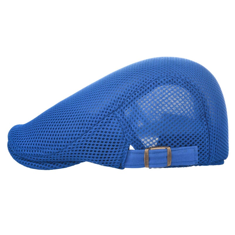 VOBOOM Men Breathable Mesh Summer Hat Adjustable Newsboy Beret Ivy Cabbie Flat Cap (Royal Blue) - Image 2